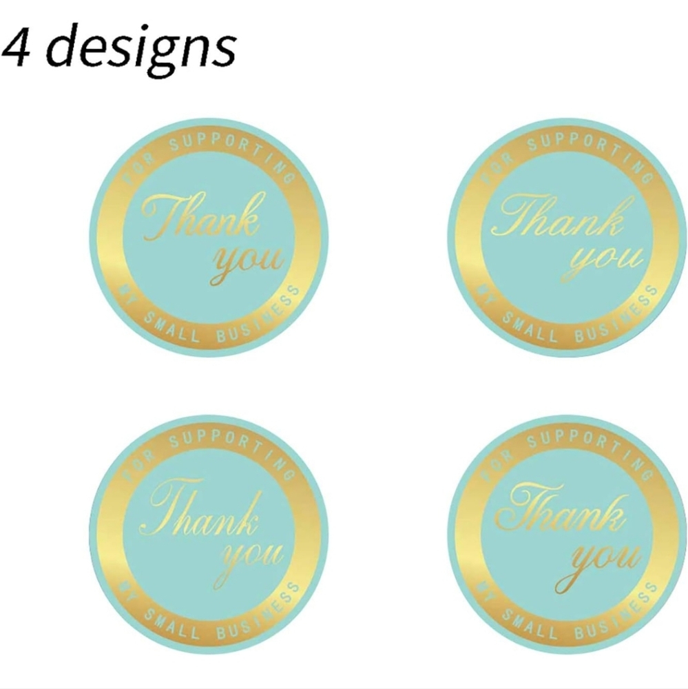 50 pcs Mercei Thank You Stickers with Turquoise Background and Wide Matt…